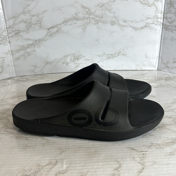 OOFOS OOahh Slide Recovery Sandals Black Mens Size 11 - Picture 4 of 6